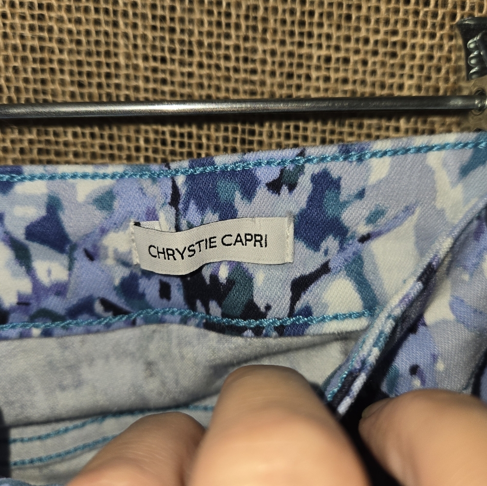NWOT Women's Nine West Chrystie Capri Blue Abstract Print Pants Size 16 - Picture 10 of 13
